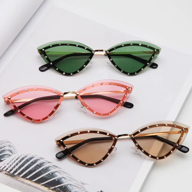 

Cat Eye Women's Sunglasses Metal Frame Personalized Party Glasses Men Brand Designer Outdoor Sports Street Shooting Glasses