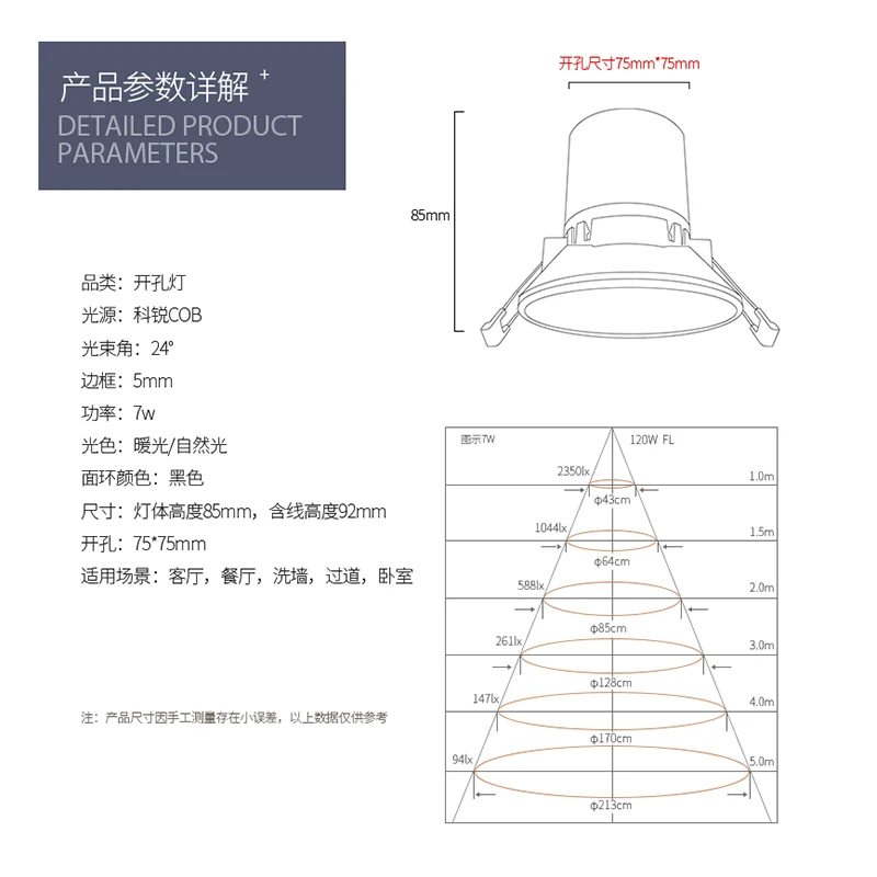 Светодиодный утопленный Точечный светильник Aisilan узкая рамка для гостиной 7 5 см с