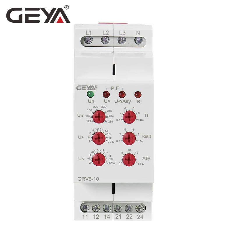 GEYA GRV8-10 Новый 36 мм Ширина 3 фазы Напряжение реле контроля с сброс времени 0 1 s-10s |