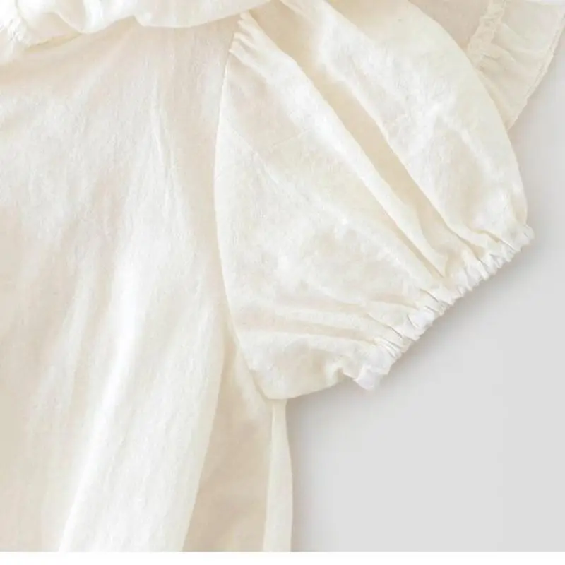 

Korean Summer Baby Newborn Girls Romper Princess Peter Pan Collar Short Puff Sleeve Children Infant Cute Clothes Outfit Jumpsuit