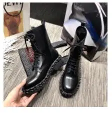 as show Zapatos de mujer; женские ботильоны из натуральной кожи черного цвета; модные шнурки; Ботинки martin с декором; сезон весна-зима; теплые короткие ботинки - Цвет: as show