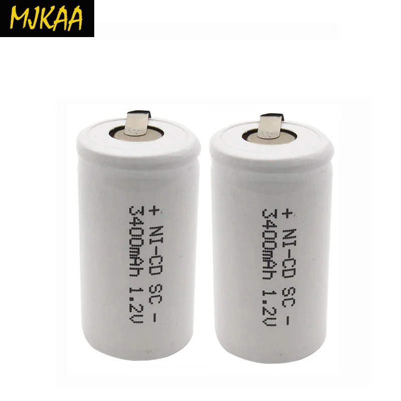 MJKAA 10/20 шт SC 1 2 V 3400mAh аккумуляторная батарея 4/5 Sub C Ni-cd ячейка с заварочными