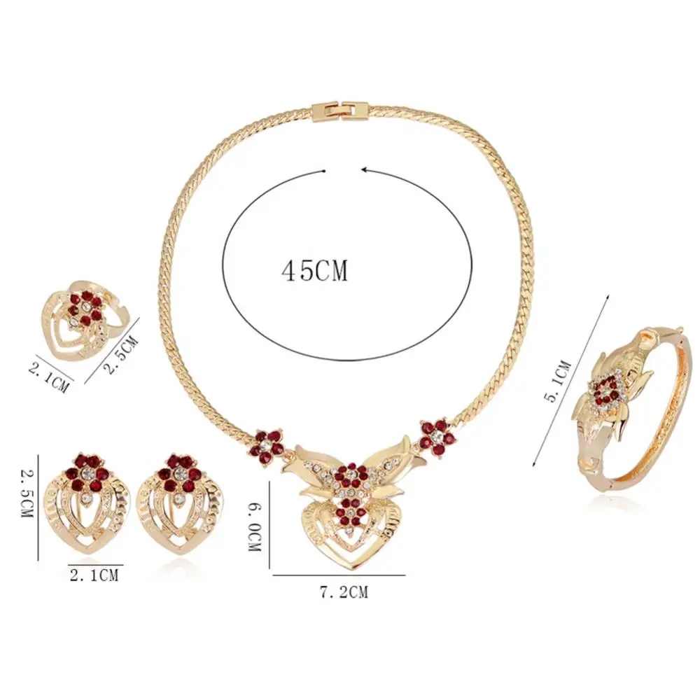 80% горячая распродажа женский свадебный цветок Стразы Кольцо Серьги Ожерелье