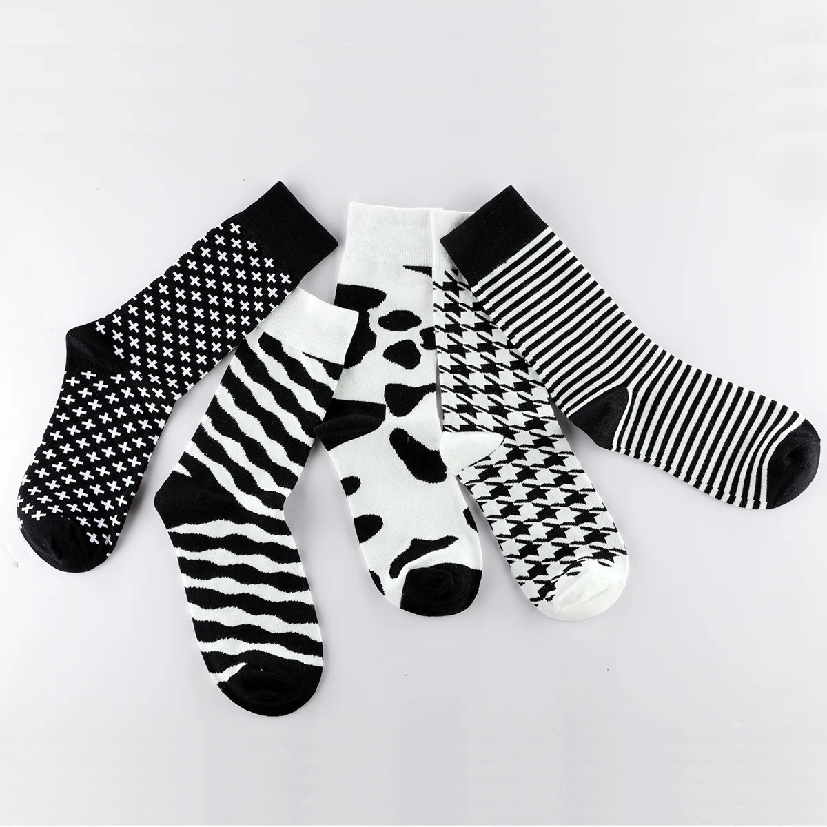 Винтажные Харадзюку мужские носки классические черно белые полосатые клетчатые