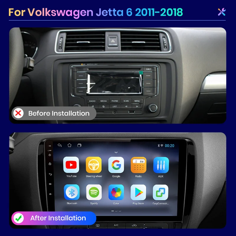 Автомагнитола AWESFAE 2 din Android для VW Volkswagen Jetta 6 2011-2018 2014 Carplay 4G Автомобильный