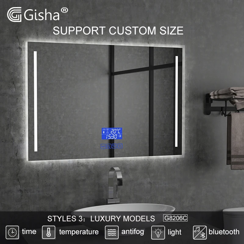Custom Size Smart bath Mirror LED Bathroom mirror  Anti-fog bathroom mirror Makeup Mirror Bluetooth-compatible speaker