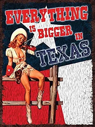 

Losea Everything is Bigger in Texas Pinup Funny Tin Sign Bar Pub Garage Diner Cafe Home Wall Decor Home Decor Art Poster Retro