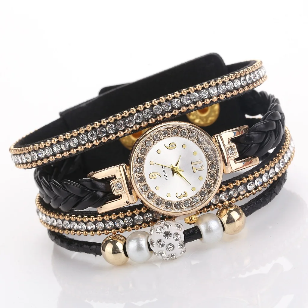 Черный High Quality Beautiful Fashion Women Bracelet Watch Ladies Watch Casual Round Analog Quartz Wrist Bracelet Watch For Women Clock - Цвет: Черный