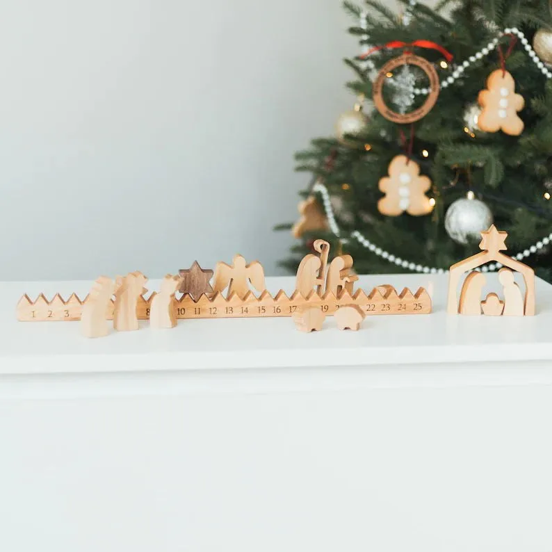 Деревянный календарь для тематики Рождества набор праздника с календарём и