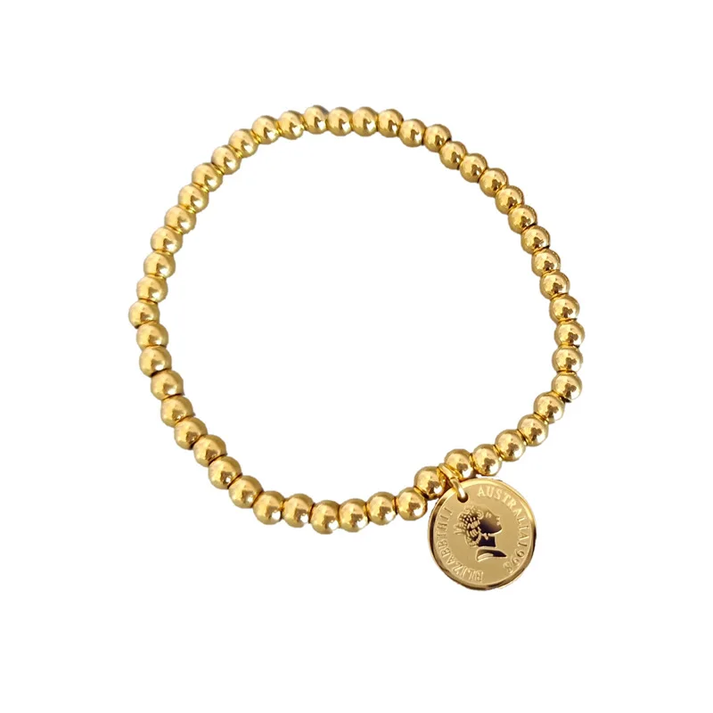 

Queen round brand round bead elastic rope bracelet rose gold plated bracelet bracelet jewelry titanium steel silver gold