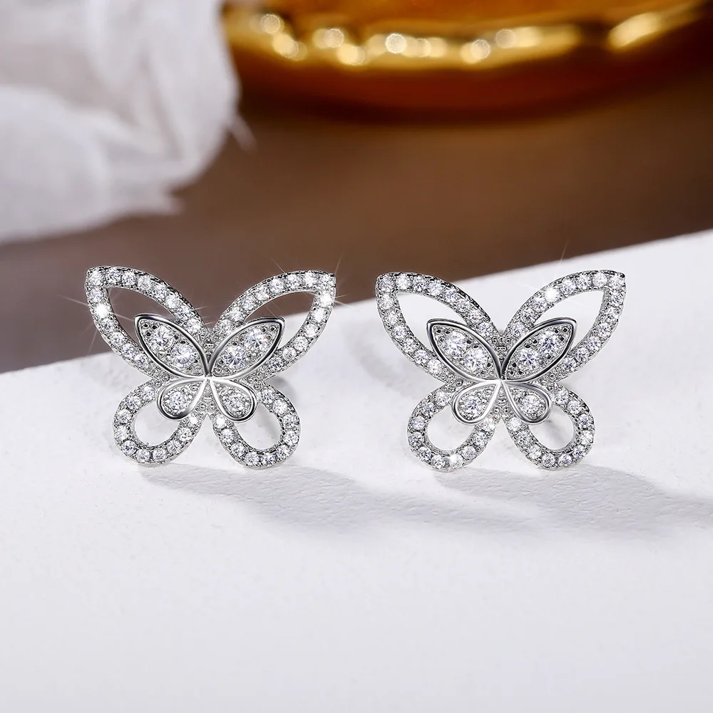 

2021 New Trendy Butterfly Rose Gold Silver Color Earings for Women Party Gift Jewelry Wholesale E6603