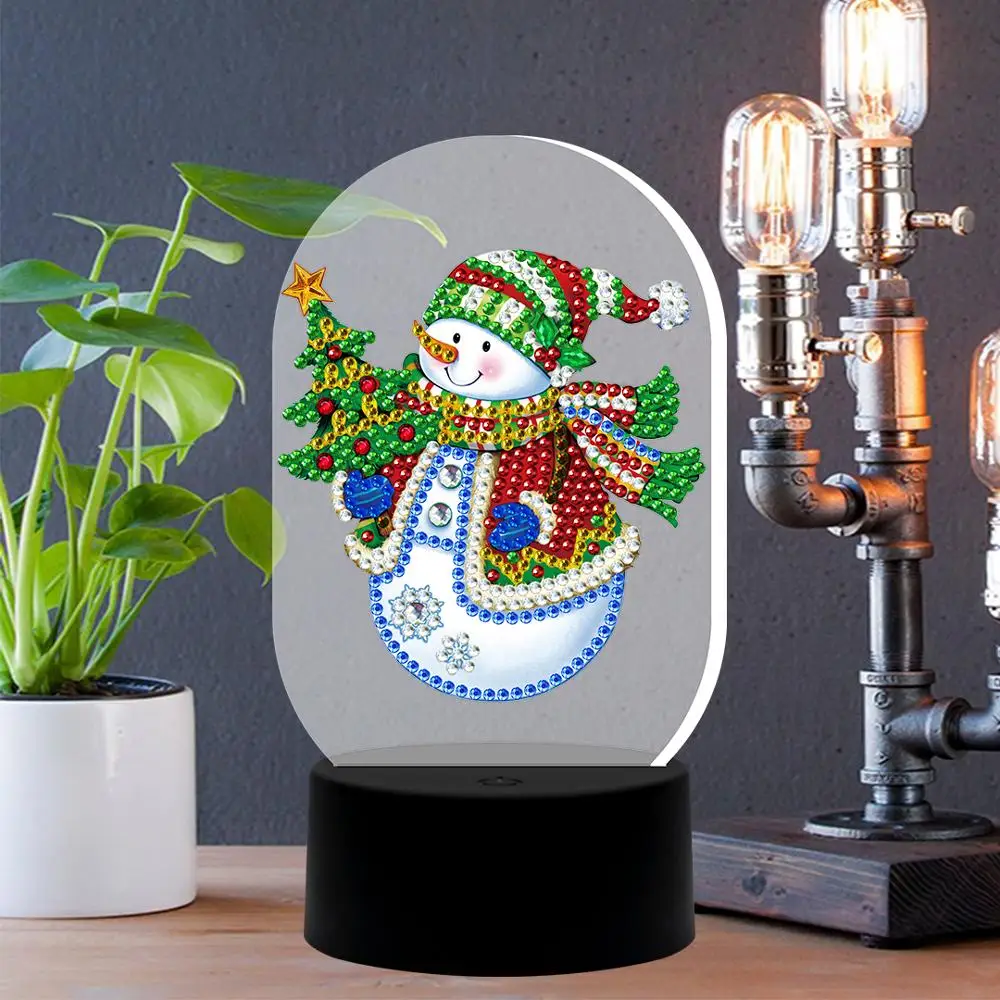 

New Design 7 Colors Available Table Lamp Led 5D Diamond Painting Snowman Light Diamond Embroidery Cross Stitch Rhinestone Gift