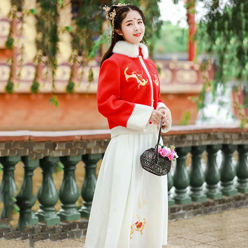 Вышитые танцевальные костюмы Hanfu женское китайское зимнее сказочное платье