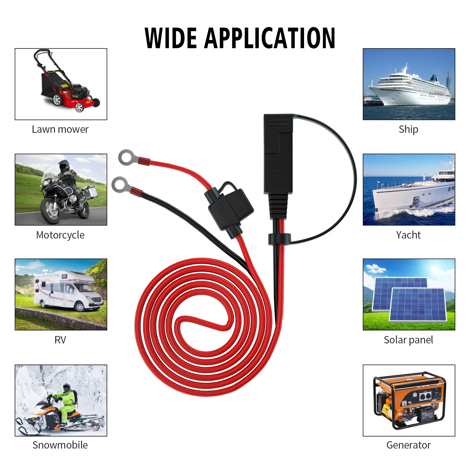 12v ring terminal sae to o ring connecter extension cord cable 4ft battery charger car motorcycle quick connection wire free global shipping