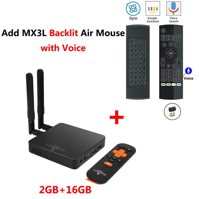 AM6 Add MX3L Mic UGOOS ТВ приставка AM6 Pro Amlogic S922X Android 9,0 DDR4 2G/4G 16G/3 2G 5G WiFi 1000M LAN Bluetooth 5,0 4K HD медиаплеер UGOOS AM6 - Цвет: AM6 Add MX3L Mic