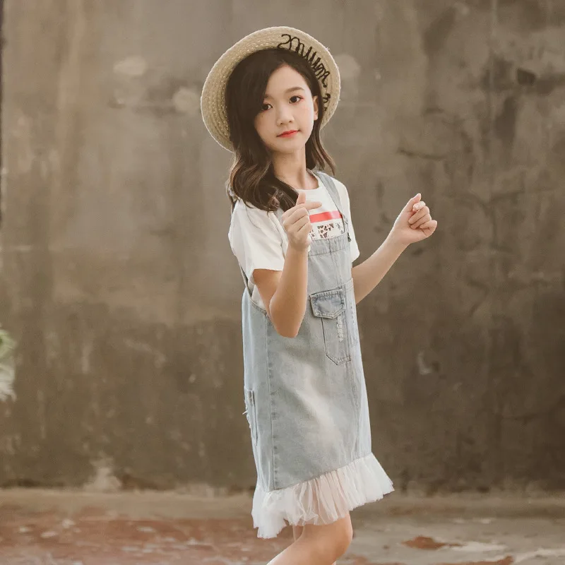 Летнее джинсовое платье-комбинация 2020 новая детская одежда для маленьких