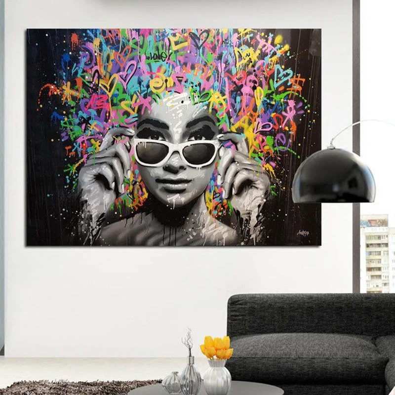 Граффити искусство красивая девушка картина плакаты и принты настенное для