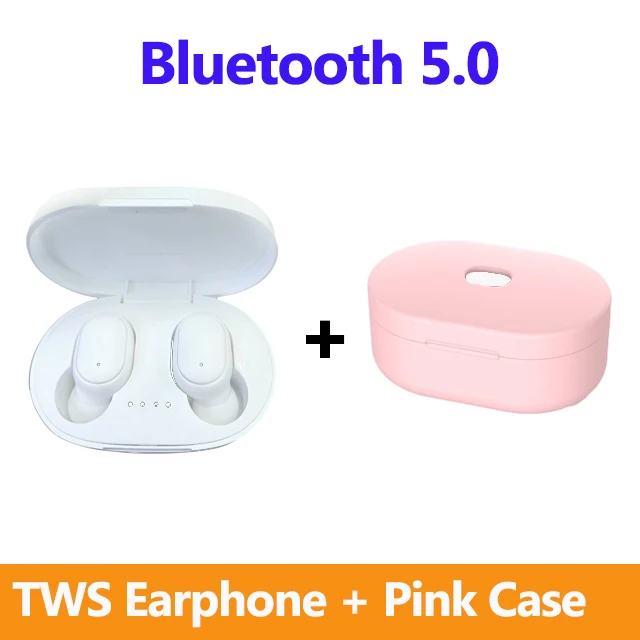 white and pink case Мини TWS Bluetooth 5,0 наушники для Xiaomi Redmi Airdots беспроводные наушники гарнитура с шумоподавлением микрофон для iPhone huawei samsung - Цвет: white and pink case