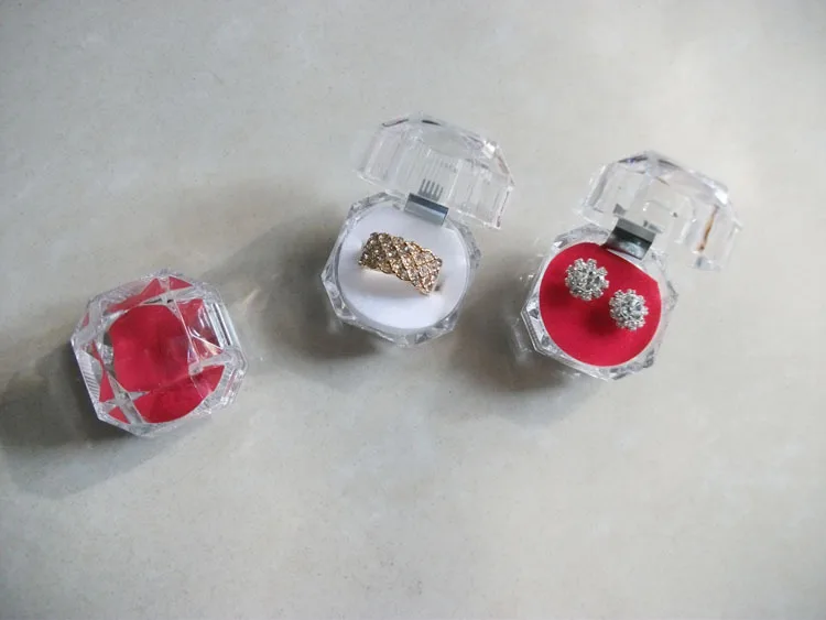 Пластиковые Восьмиугольные прозрачные серьги-гвоздики в коробке висячие серьги