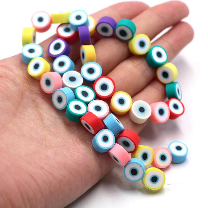 

40pcs Colorful Evil Eye Polymer Clay Spacer Beads for Jewelry Making Kids Handmade DIY Bracelet Necklace Kit Findings