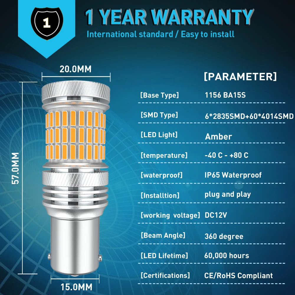 2x1156 ba15s P21W Светодиодная лампа поворота без ошибок гипер вспышка BAU15S PY21W для Bmw e39 e87