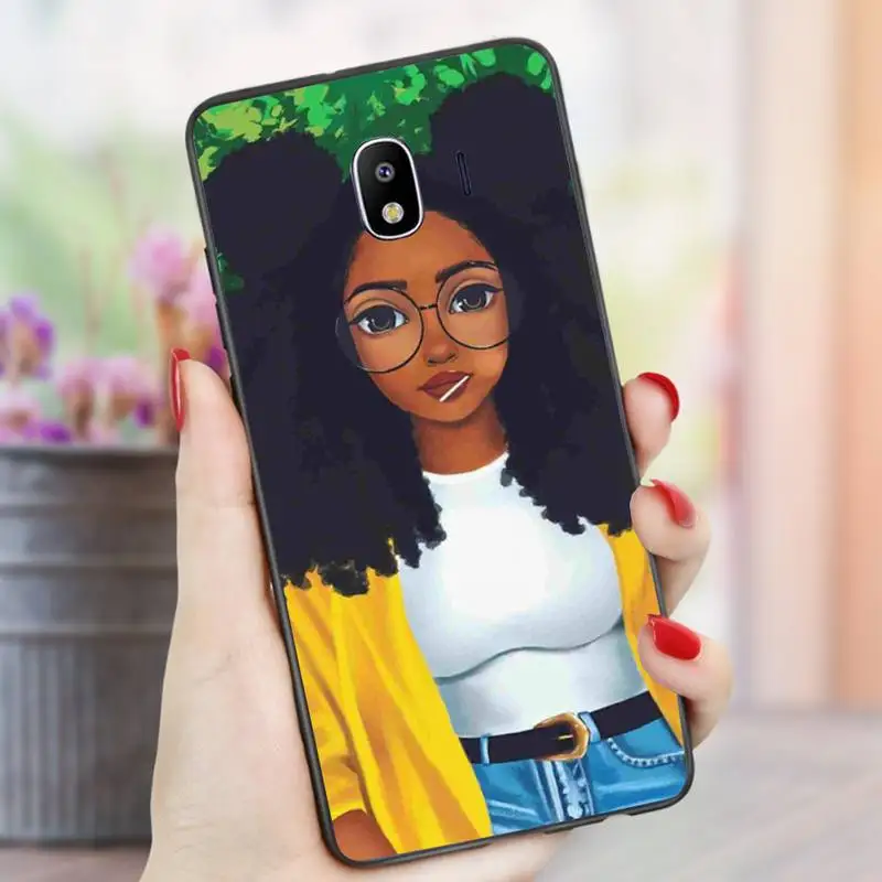 

Fashion Black Girls Phone Case For samsung Galaxy J6 J7 J8 note 5 7 8 9 10 20 lite plus pro Black Soft nax fundas cover
