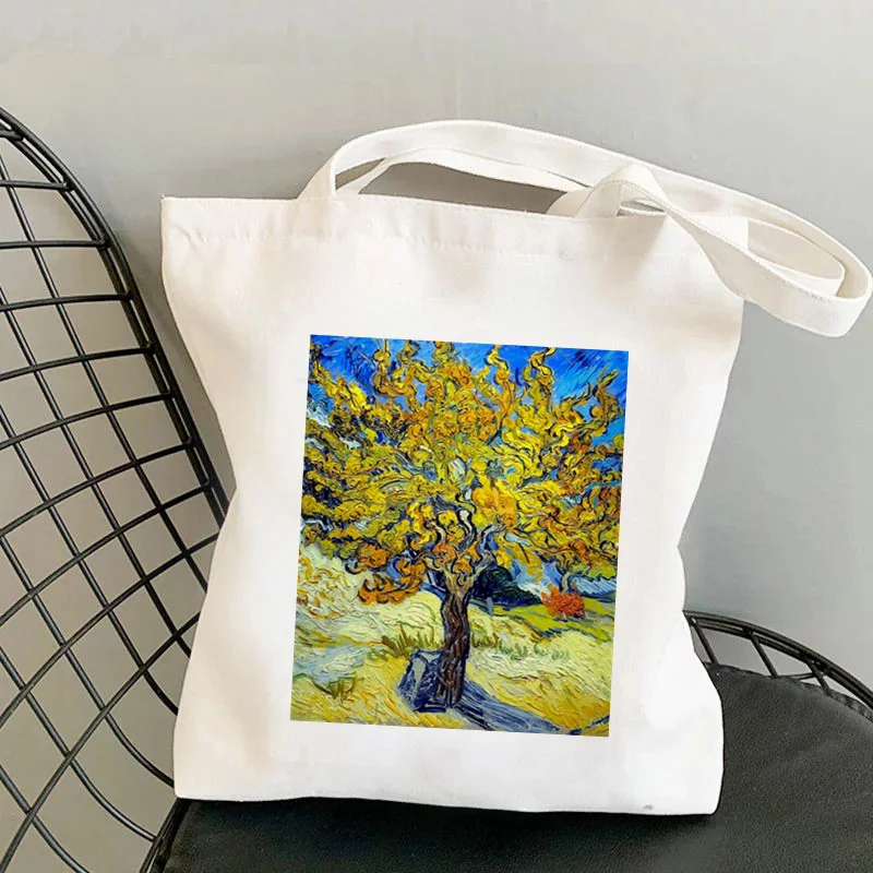 

2021 Shopper Vincent Van Gogh Printed Kawaii Bag Harajuku women Shopping Bag Canvas Shopper Bag girl Tote Bag Shoulder Lady Bag