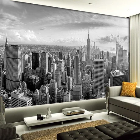 

5D Papel Murals New York City Building scenery black&white 3D photo mural wallpaper for living room background 3d wall mural