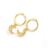 moon shape sterling 925 silver stud earrings ear circle for women simple design gold color girls jewelry boucles doreille