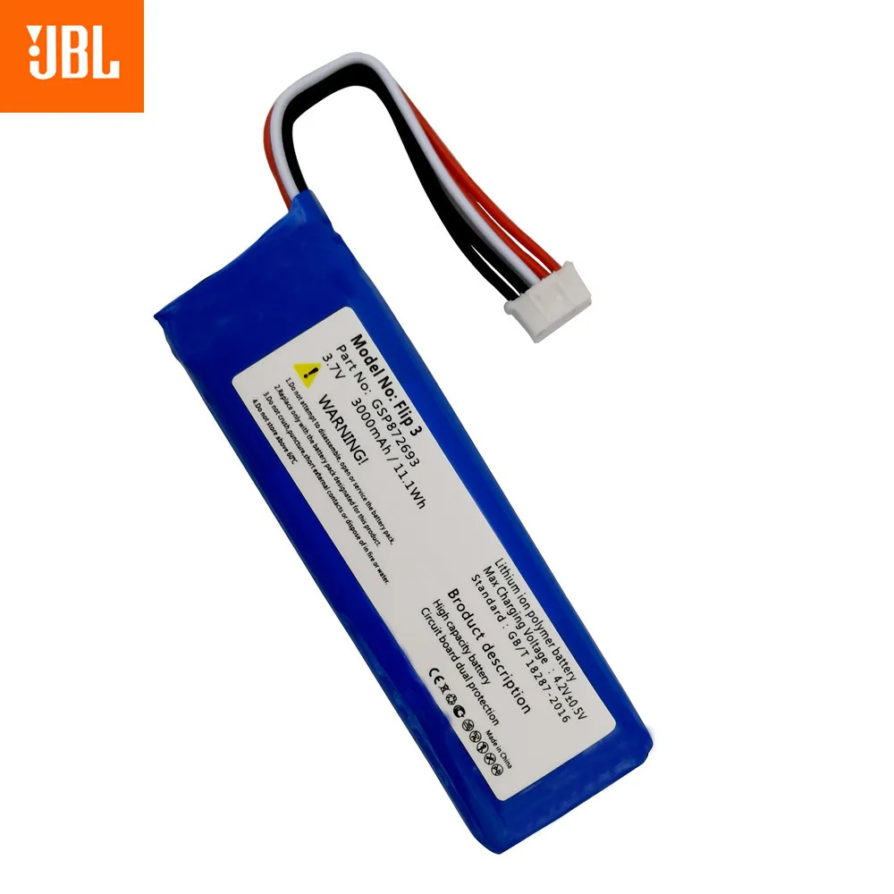 Bater&iacute;a recargable 100% Original para JBL Flip 3, 3,7 V, 3000mAh, GSP872693, Kits de herramientas grises-4