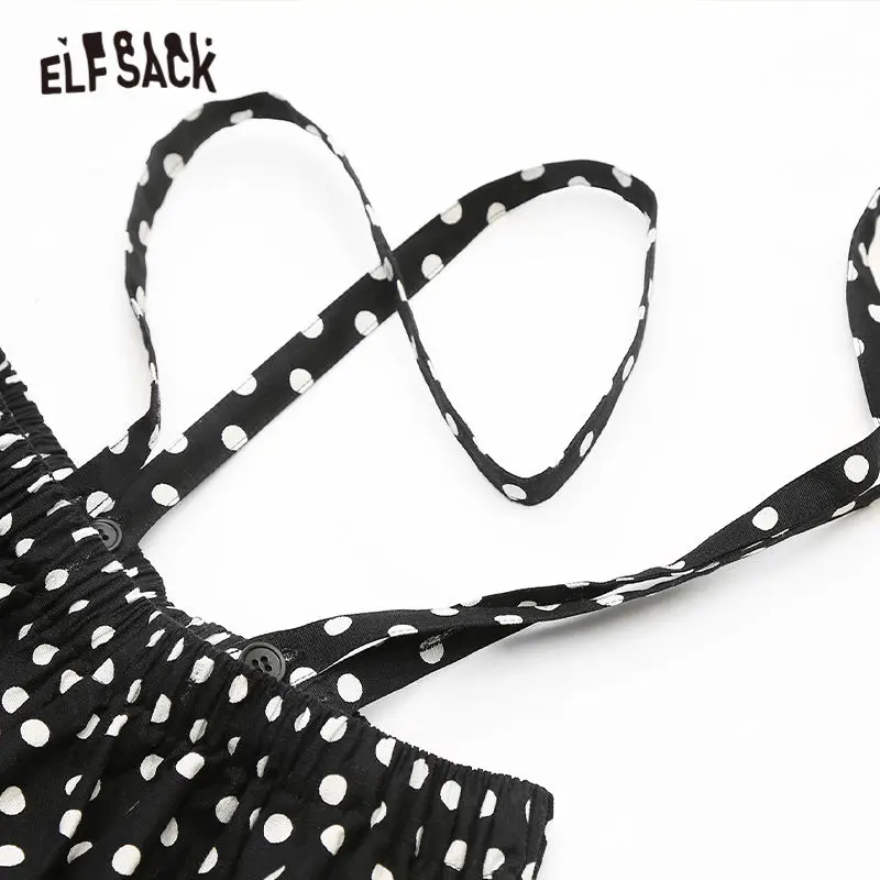 ELFSACK одноцветная футболка и широкие штаны в горошек Женский повседневный