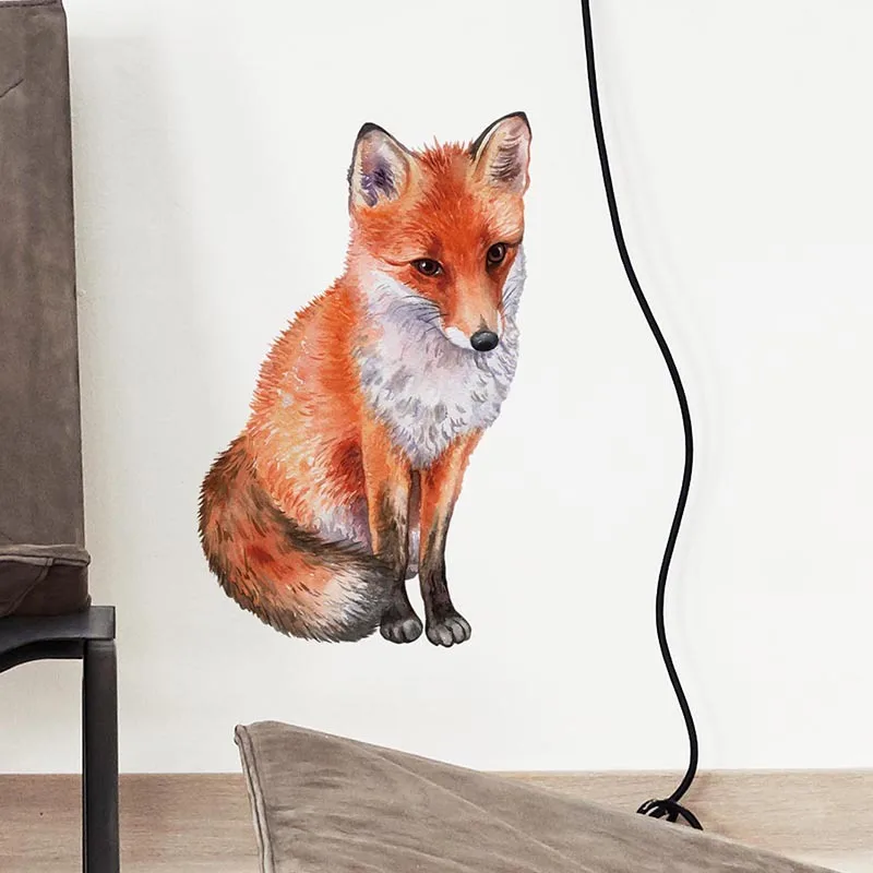 

Hand Drawn fox Wall Sticker Home Wall Decoration Living Room Decor Creative Animals Wallpaper Art decals Self-adhesive Stickers