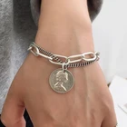 Браслеты в стиле хип-хоп женские, резной браслет с головой монеты в богемном стиле, массивная цепочка с подвесками-кисточками, Подарочная бижутерия