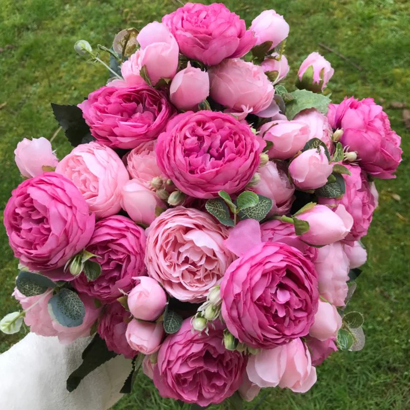 

Шелковая Роза, пион, искусственные цветы, красивый цветочный букет для свадебной вечеринки, украшение для дома