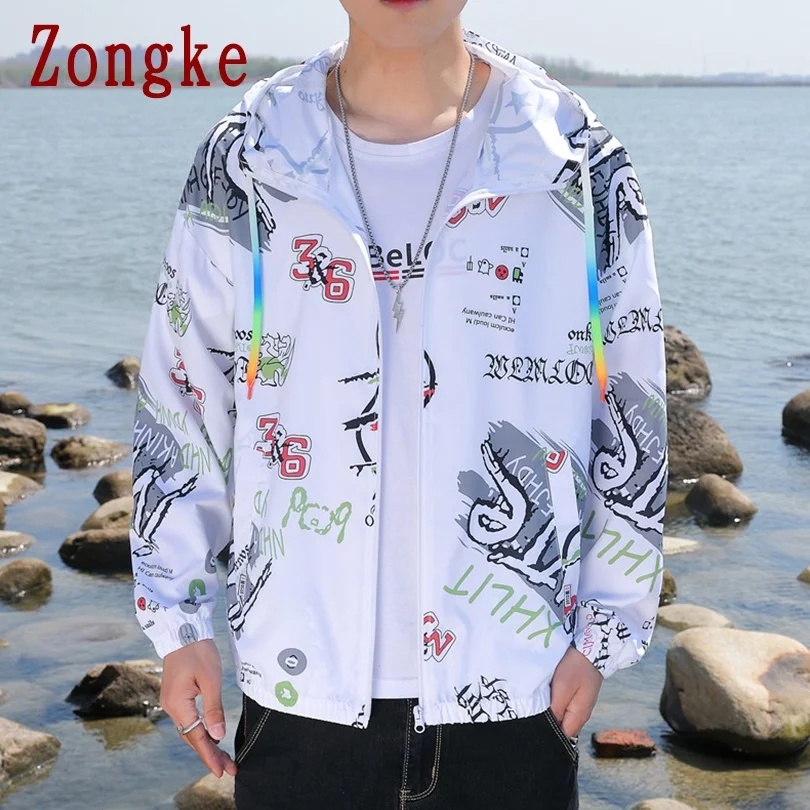 

Zongke с капюшоном на лето и весну куртка мужская одежда Японская уличная ветровка мужская летняя осень-зима брендовая 3XL 2021 Новые поступления