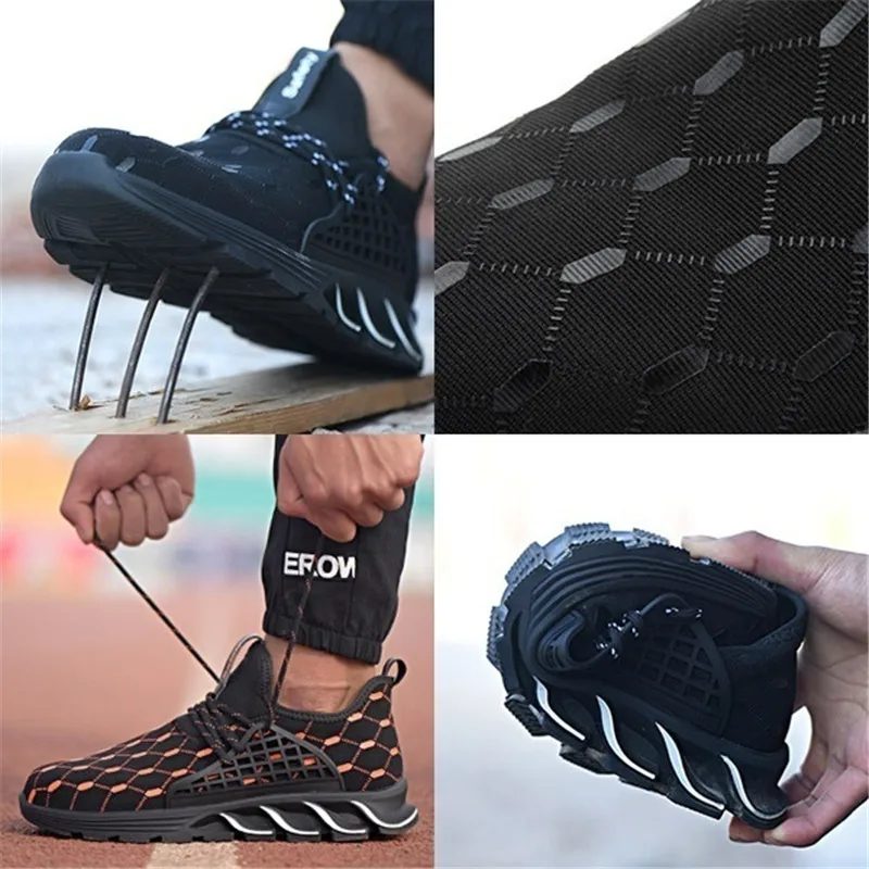 

AtreGo Breathable Men's Safety Shoes Boots Steel Toe Cap Casual Boots Work Indestructible Shoes Puncture-Proof Work Sneakers