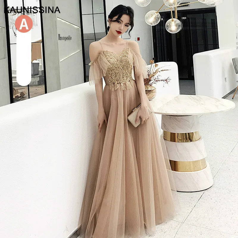 Новое Вечернее Платье KAUNISSINA ТРАПЕЦИЕВИДНОЕ Тюлевое длинное вечернее платье с