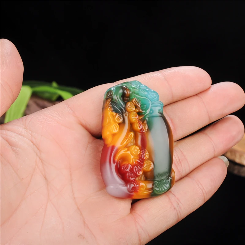 Натуральный цвет Нефритовый камень ваза кулон из сосны Китайский жадеит