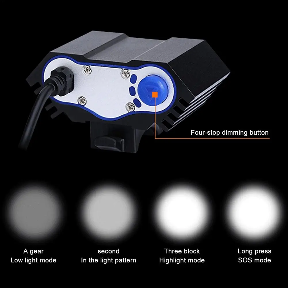 

M3 Bike Three-bulb Lamp Four Switching Mode USB Rechargeable Headlamp Bicycle Cycling Front Bright MTB Bike Flashlights