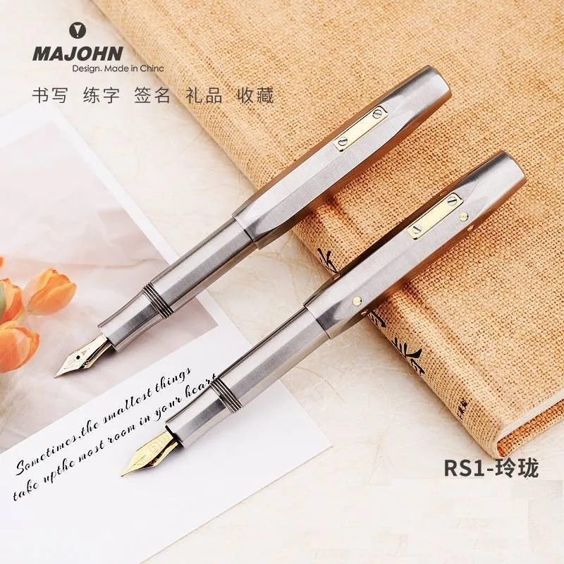 

MAJOHN RS1 Titanium Alloy Fountain Pen Metal Octagonal Fountain Pen Schmidt EF/F Short Rivet Business Gift Pen Office Supplies