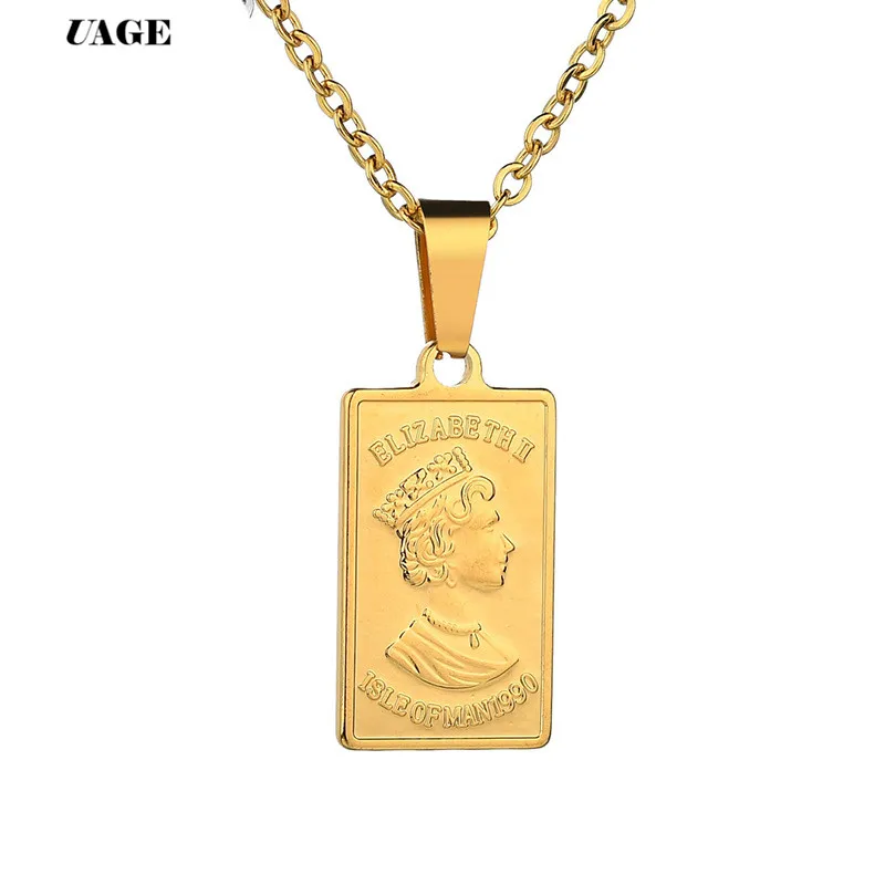 UAGE золотой цвет кулоны королевы елианы колье металлические латунные квадратные