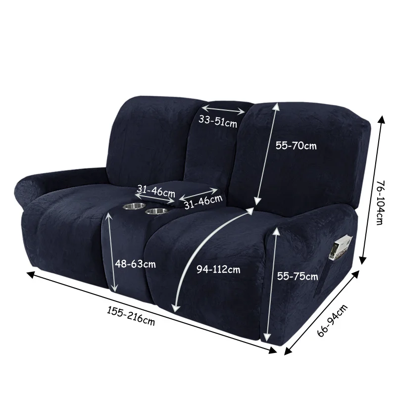 Чехол для кресла на 2 места эластичный бархатный плюшевый чехол с подставкой