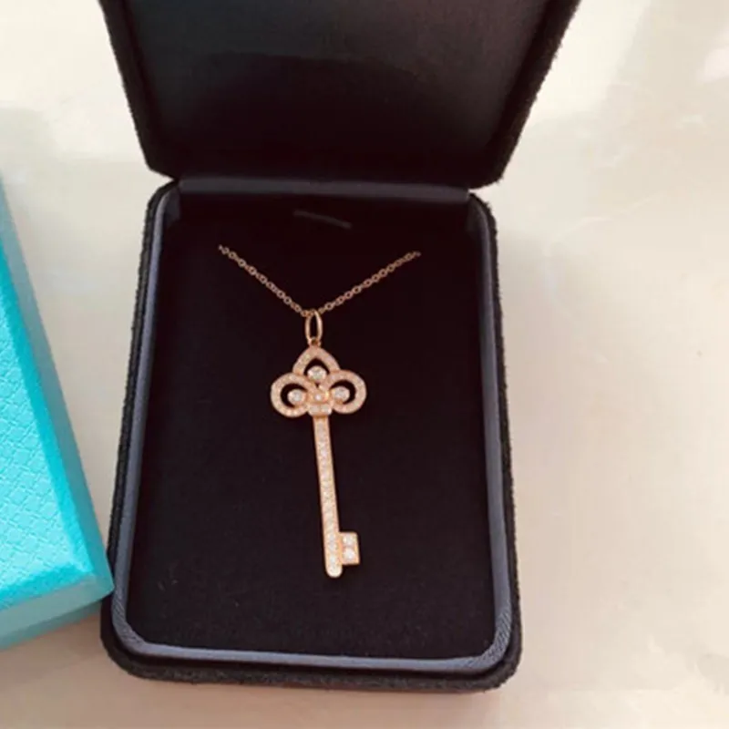 

1:1 Ladies Sterling Silver S925 Classic Popular Feminine Charm Key Pendant Necklace Jewelry Holiday Gift