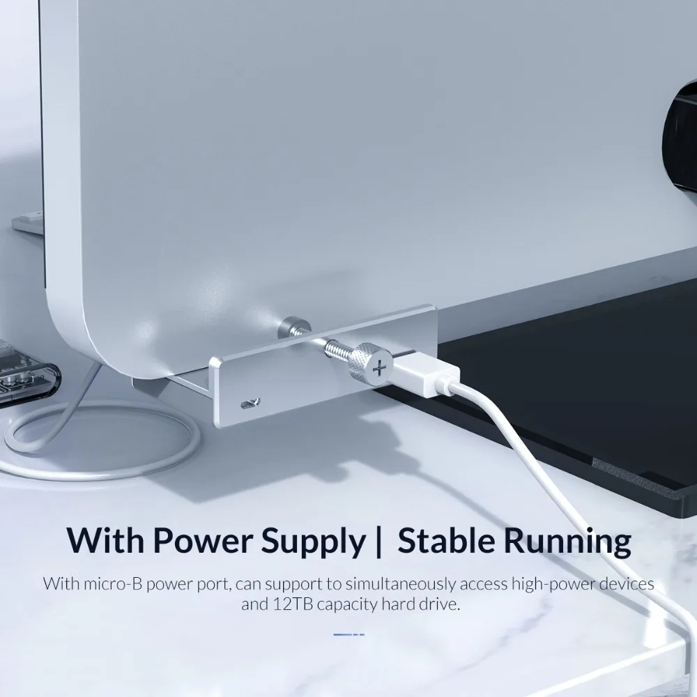ORICO MH4PU алюминиевый 4 порта USB 3,0 зажим-тип концентратор для настольного ноутбука Диапазон зажима 10-32 мм с 100 см Дата кабель-серебро