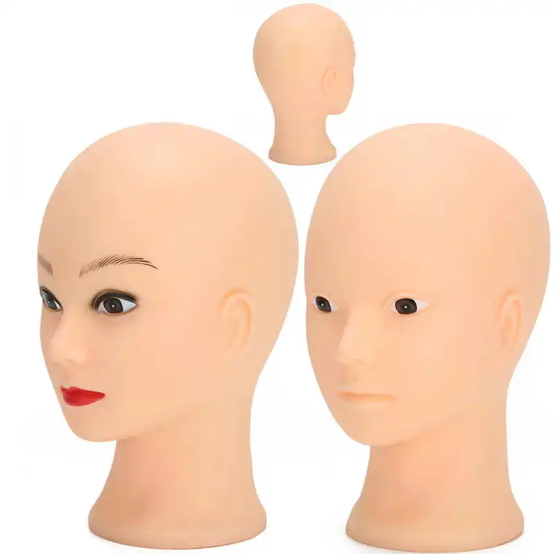 

Mannequin Head Cosmetology Training Bald Manikin Head 49Cm for Training for Wig Shop