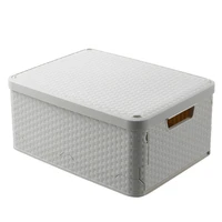 collapsible storage bin with lid handles stackable folding plastic crate utility organizer container for keepsake toys