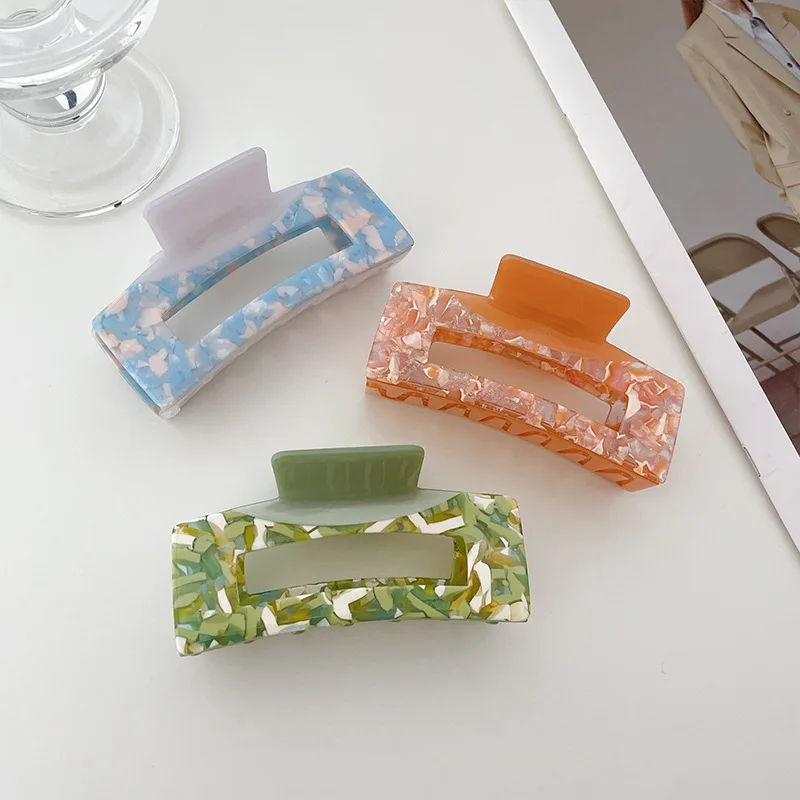 

Autumn 2022 Fashion New For Women Large Splicing Hair Claw Clip Accessories Acetate Sheet Rectangle Girls Sweet Hairpins Headdre