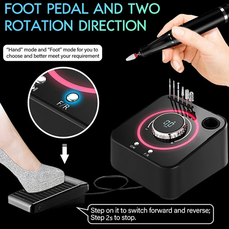40000 RPM Electric Manicure drill Set Nail Drill Machine  Nail File Profession Nail Tools With Memory Funtion for Acrylic Nail enlarge