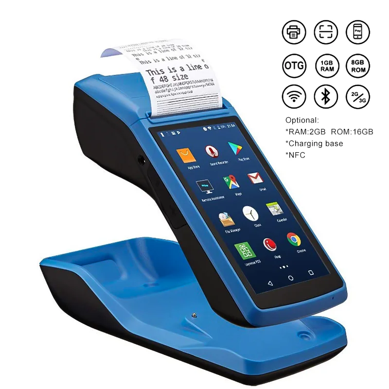 

Android 8.1 POS PDA Android Terminal Handheld Portable with 58mm Thermal Printer Camera Reader Support SII e-Boleta Loyverse POS