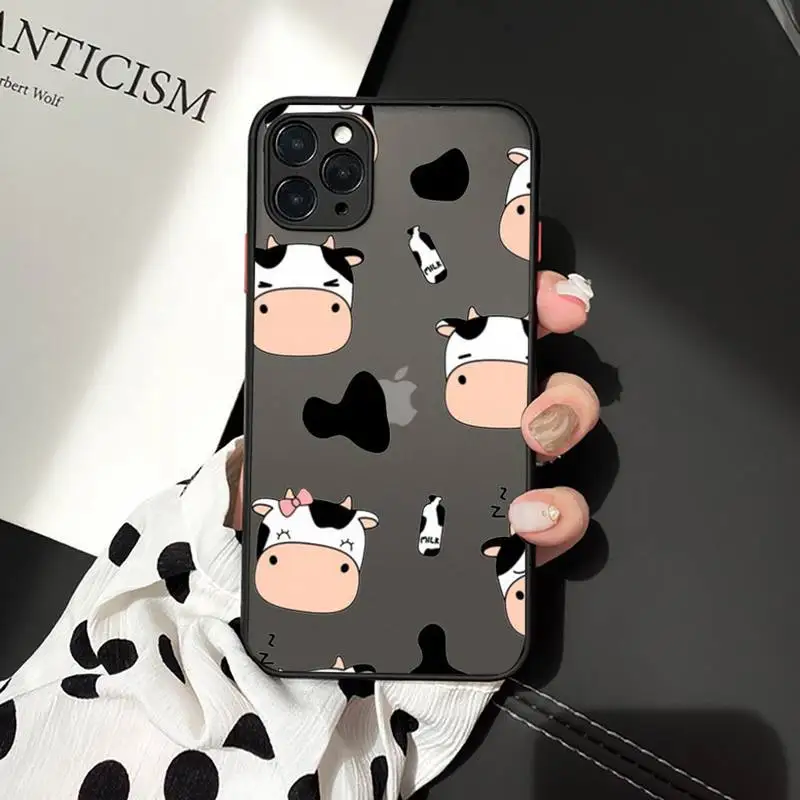 

Cow Milk Black White Phone Cases matte transparent For iphone 7 8 11 12 plus mini x xs xr pro max cover